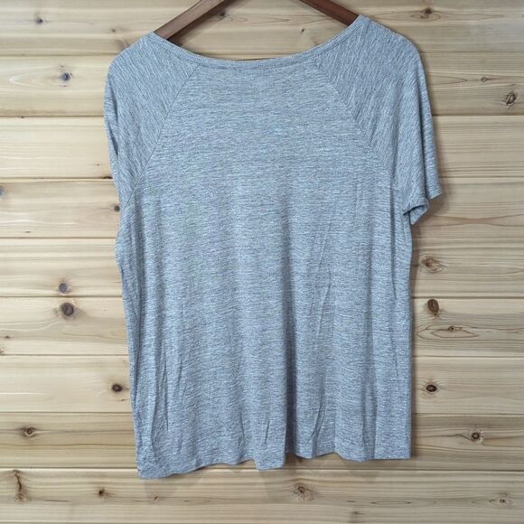 White+Warren Top Womens Small Gray Short Sleeve Ribbed Tee - Picture 4 of 8